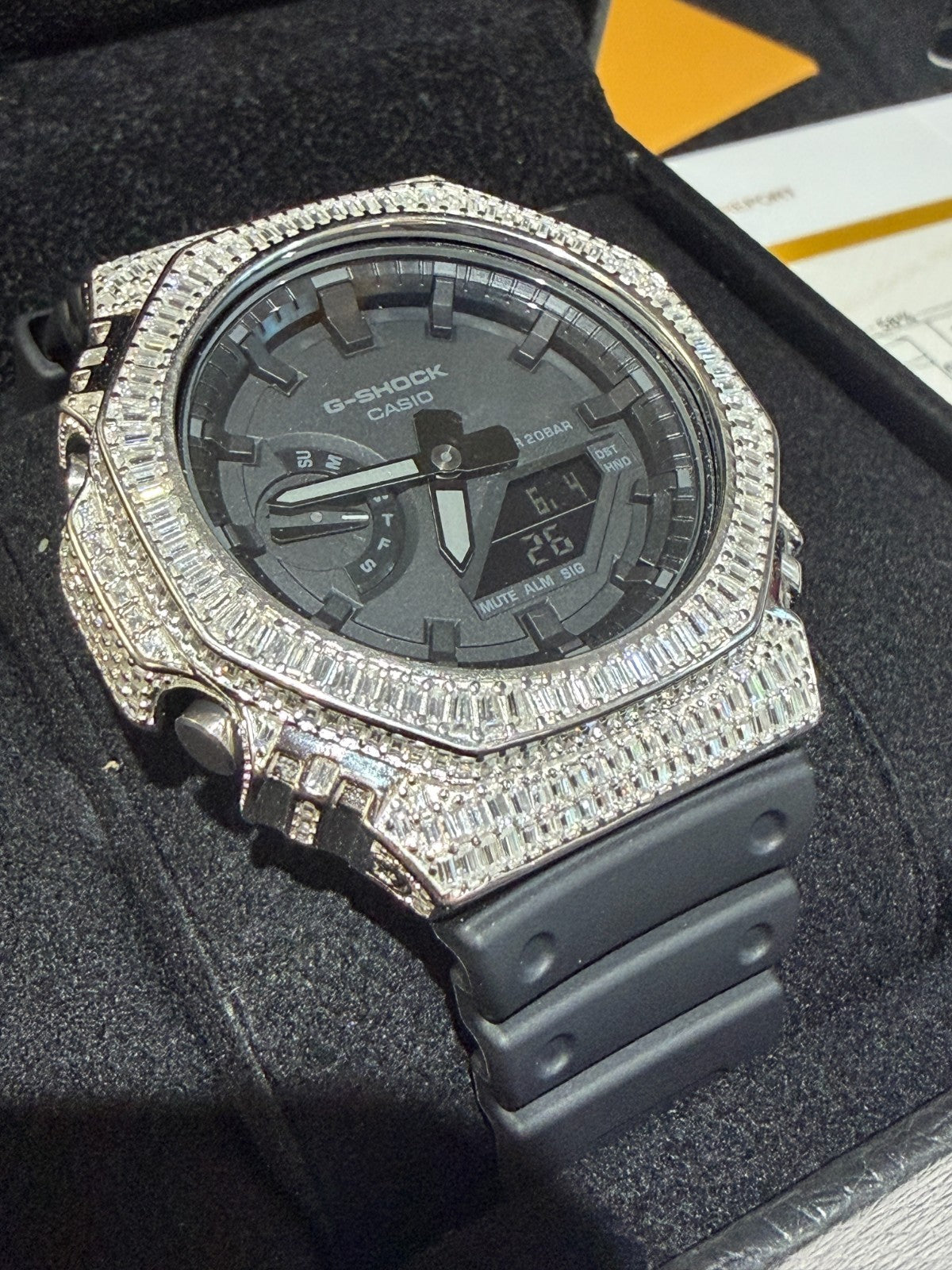 MOISSANITE Real 925 Silver Iced Baguette Casio G Shock GA-2100 Hip Hop Watch
