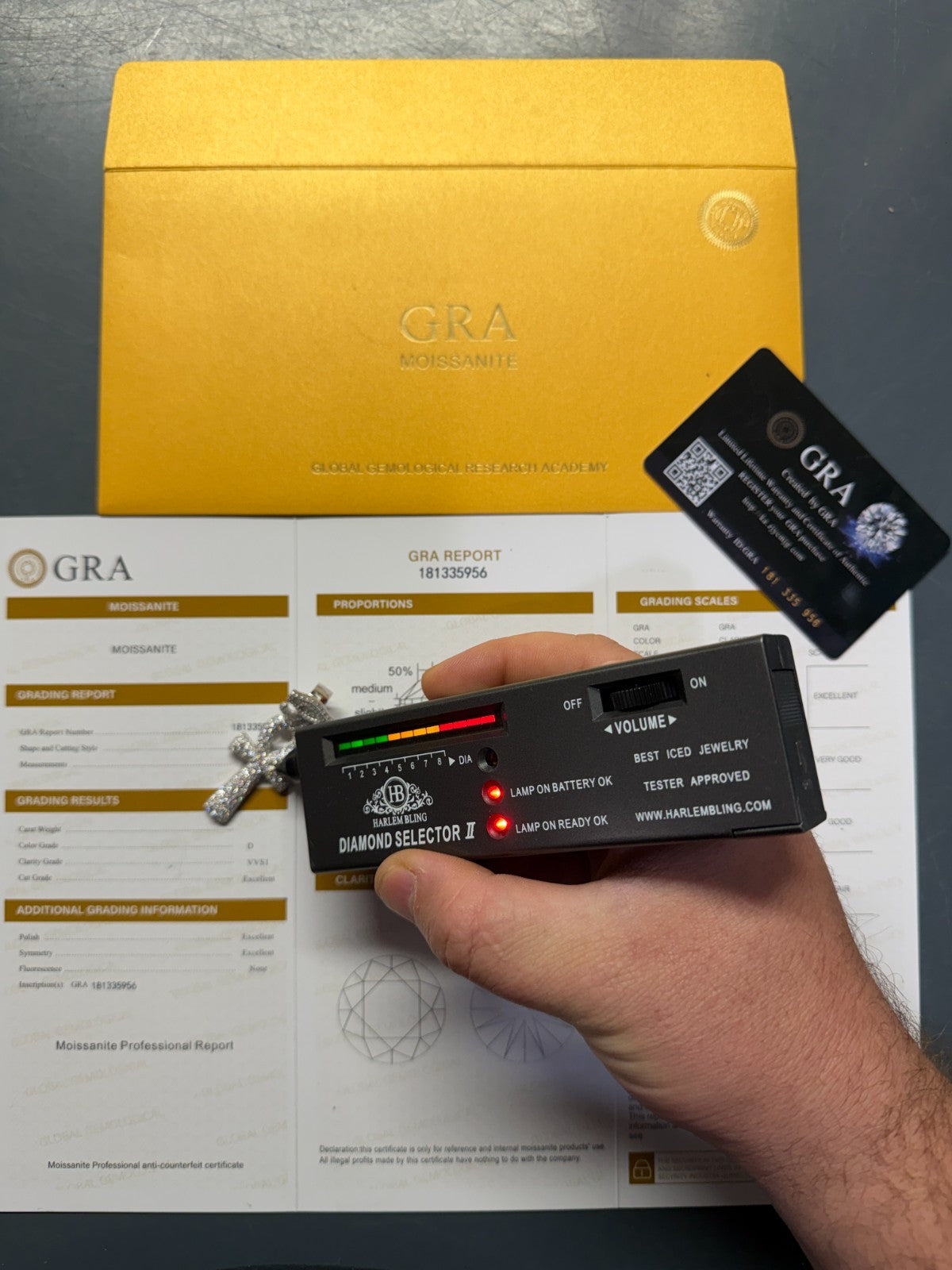 MOISSANITE Mosaic Setting Ankh W. Eye Of Horus Pendant - 14k Yellow Gold Vermeil Or 925 Silver - Medium 2"