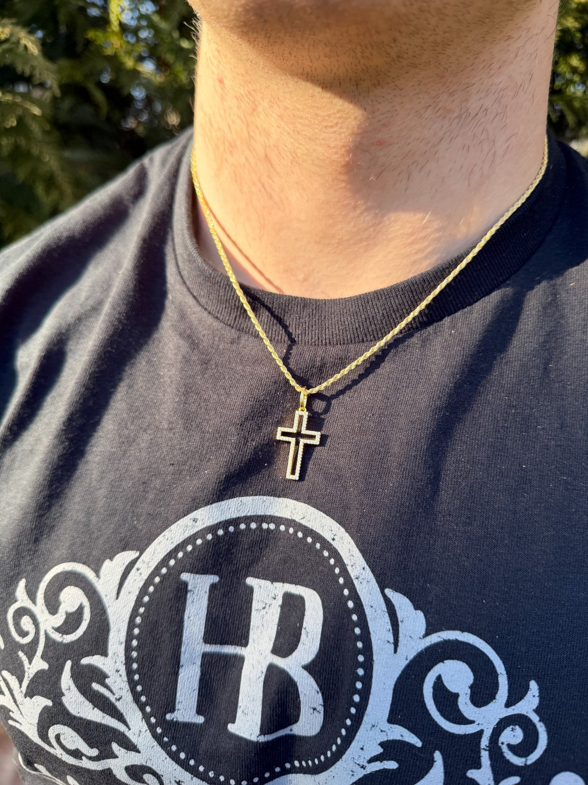 MOISSANITE Classic Cross Cutout Pendant - 14k Gold Vermeil 925 Silver - 3 Sizes 1.33"-3"