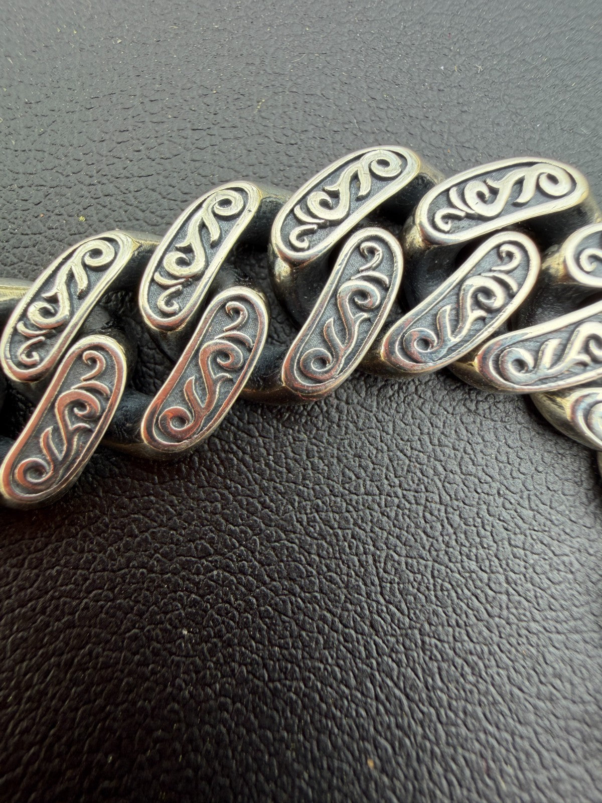 Mens Custom 12mm Hawaiian Scroll Miami Cuban Link Bracelet Real 925 Silver