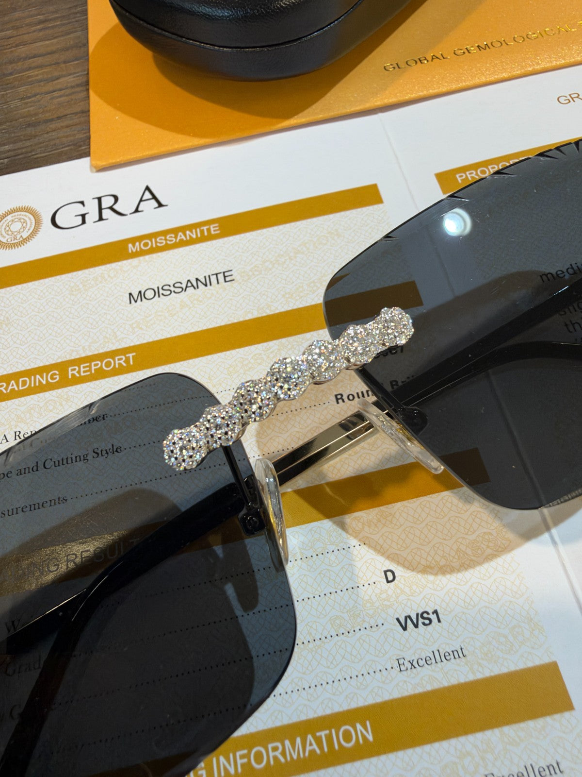 MOISSANITE Cluster Custom Iced Out Sunglasses - 925 Silver Buffs - Black