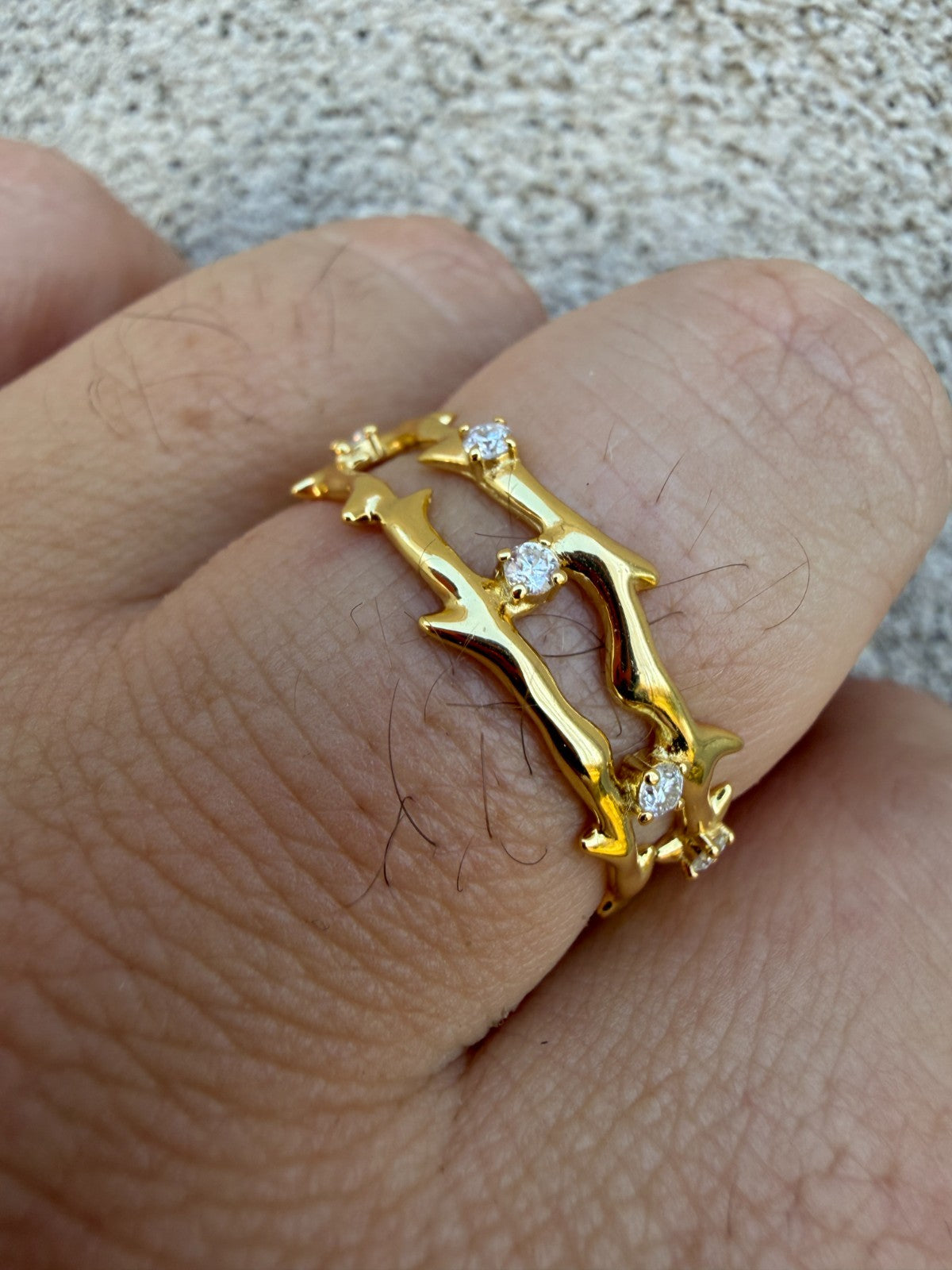 MOISSANITE Crown Of Thorns Eternity Band Ring - 14k Gold Vermeil 925 Silver