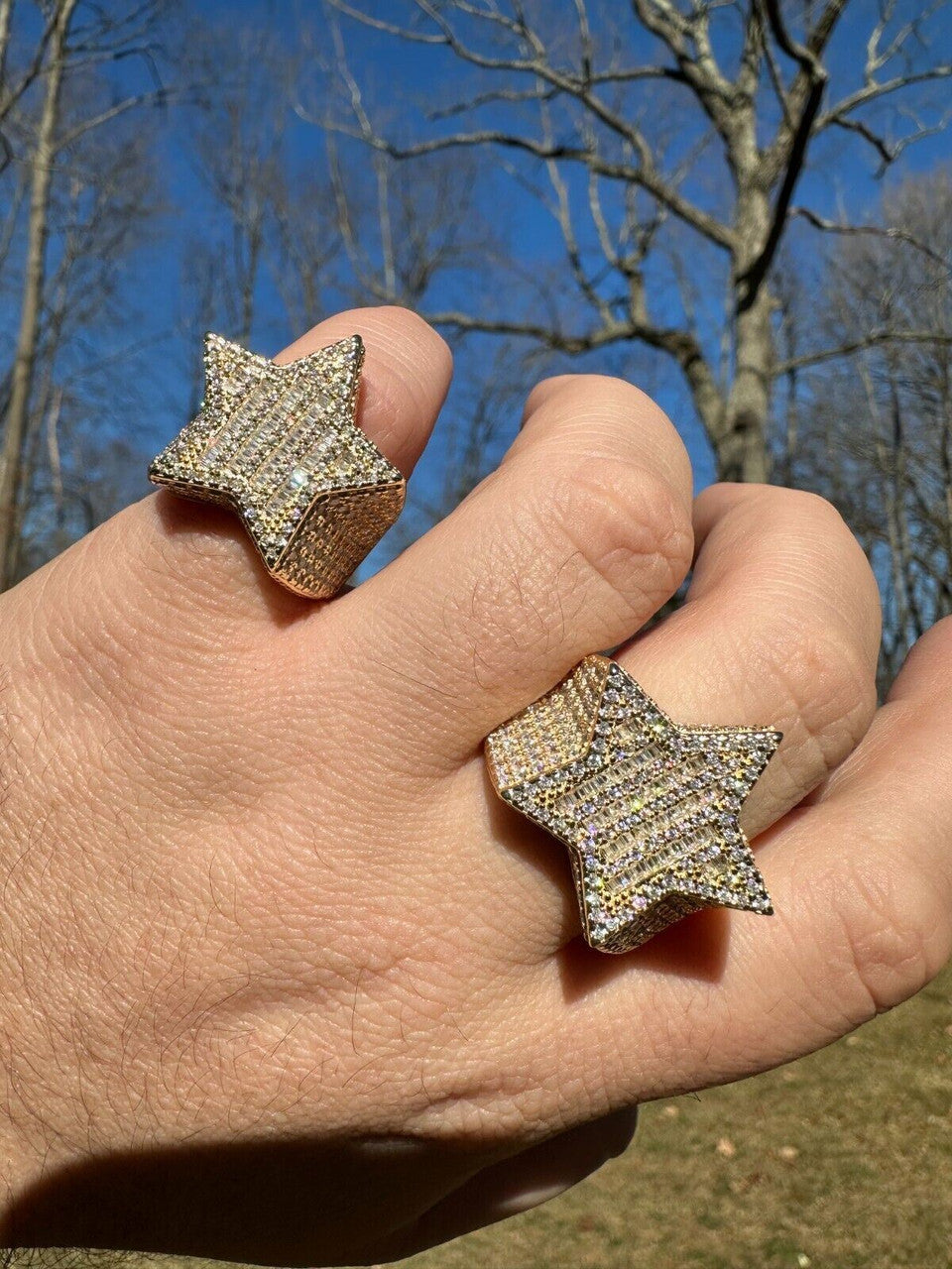 Baguette Rap Star Ring - 14k Gold Vermeil 925 Silver - CZ Stones