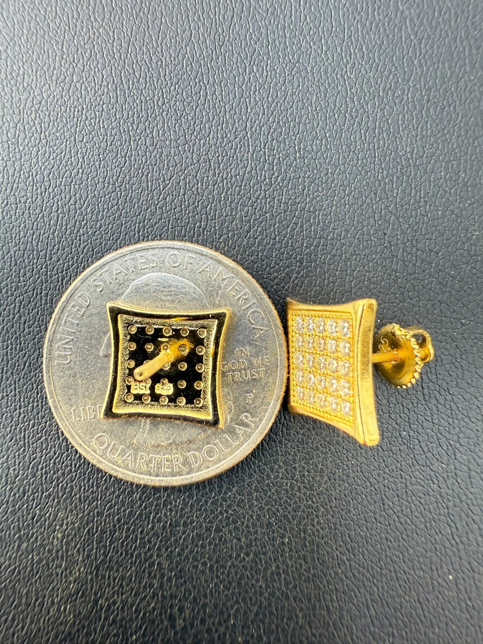 14K Gold Over 925 Silver Kite Earrings Iced CZ 11mm Mens Ladies - WHOLESALE DEAL