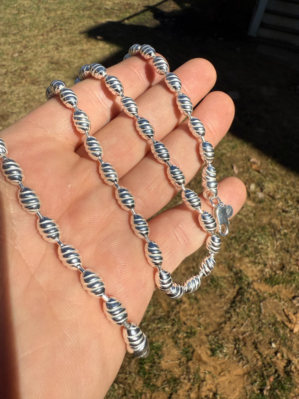 Infinity Rice Link Chain Necklace - 925 Sterling Silver - 18"-30" - 6mm