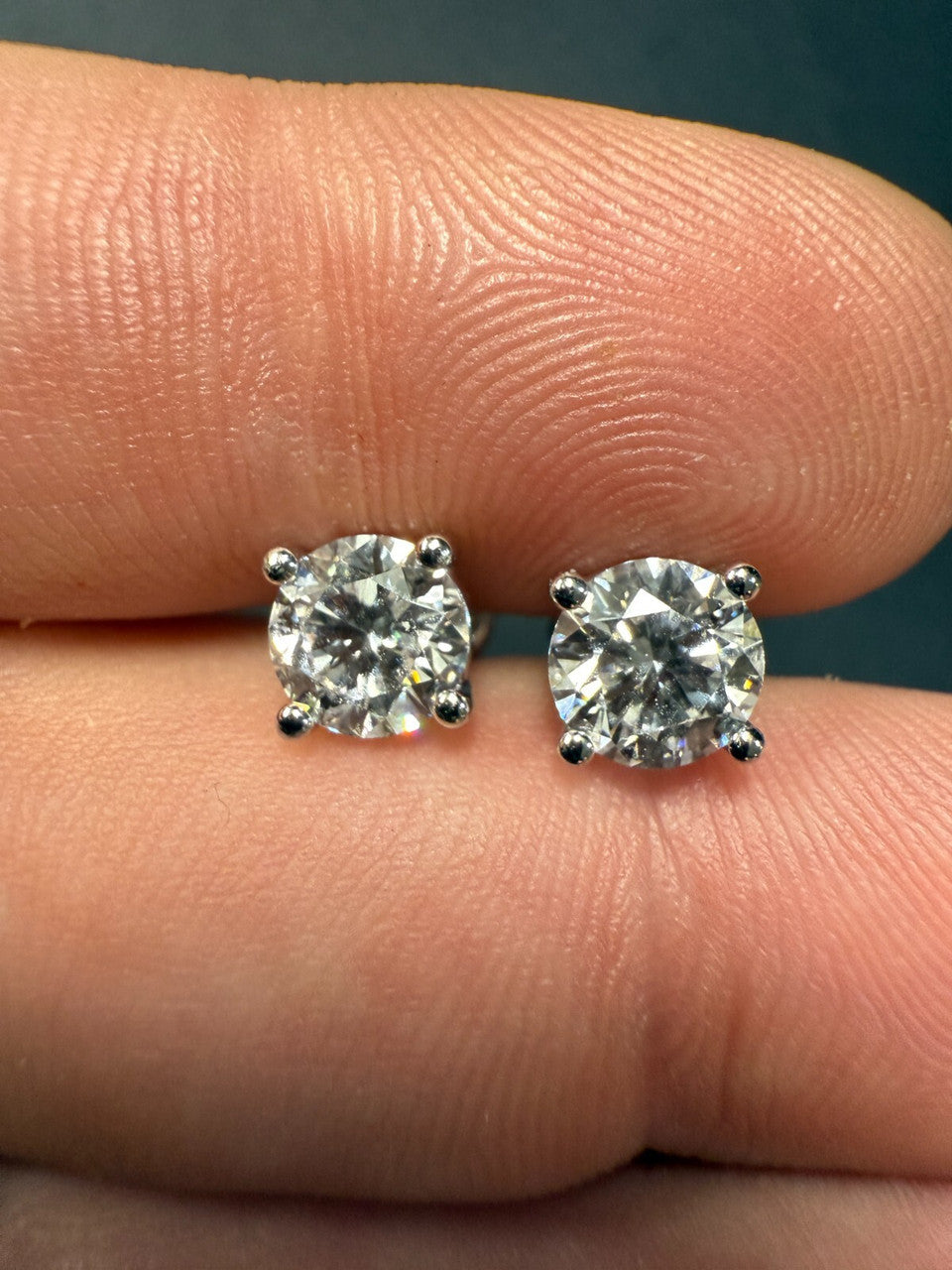 2ct Real DIAMOND Stud Earrings - 14k White Gold - 6.5mm
