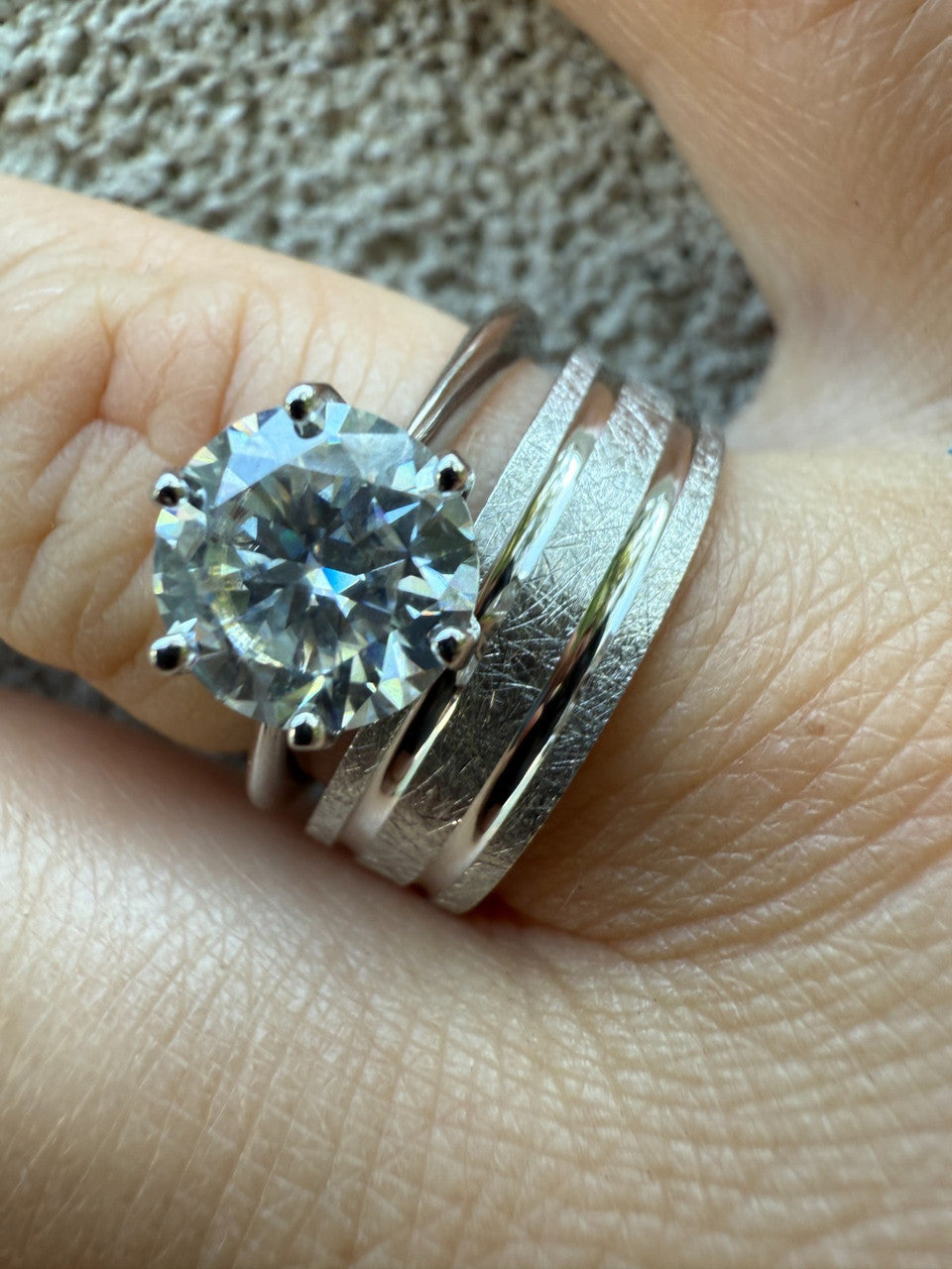 Scraped Brushed Wedding Band Ring - 925 Silver - Plain