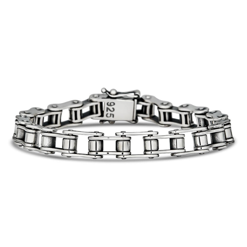 Bike Chain Bracelet - Oxidized 925 Sterling Silver - 7