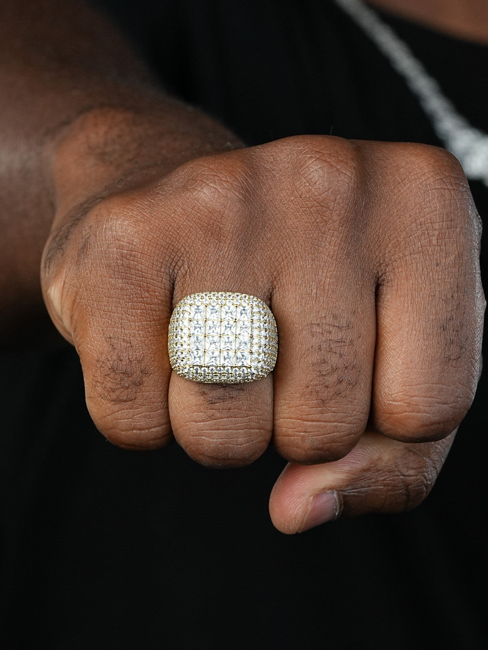 Texas Iced Out Ring - 14k Yellow Gold Vermeil/Natural 925 Silver - CZ Stones