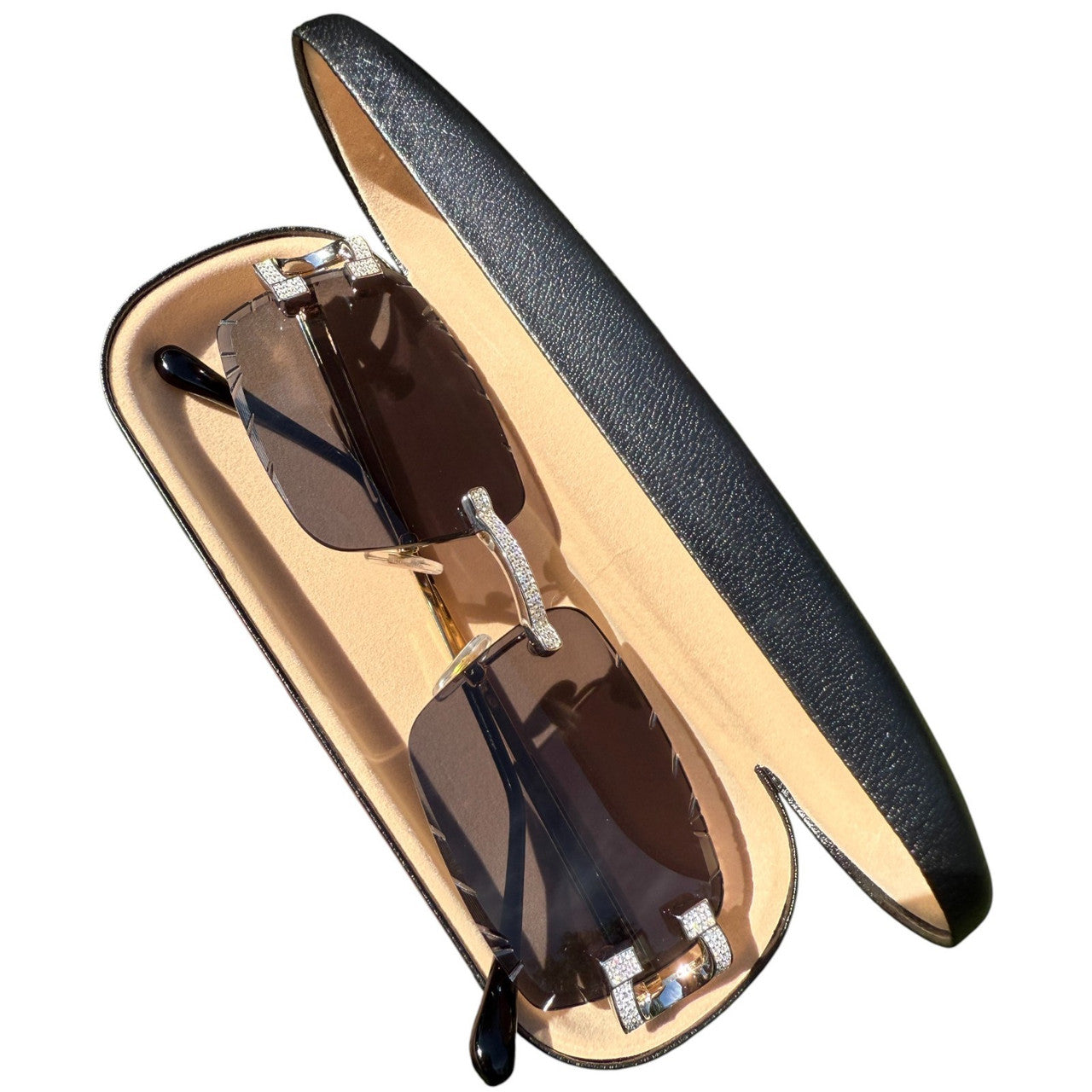 Luxury Gold and Black Sunglasses with pouch Versace Black Small Frame Sunglasses- New!- Box & Case Incl  main image 3