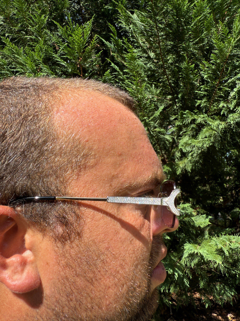 Real 925 Silver Big C VVS MOISSANITE Pink Purple Sunglasses - Iced Buffs Glasses EVERYDAY ESSENTIALS HarlemBling