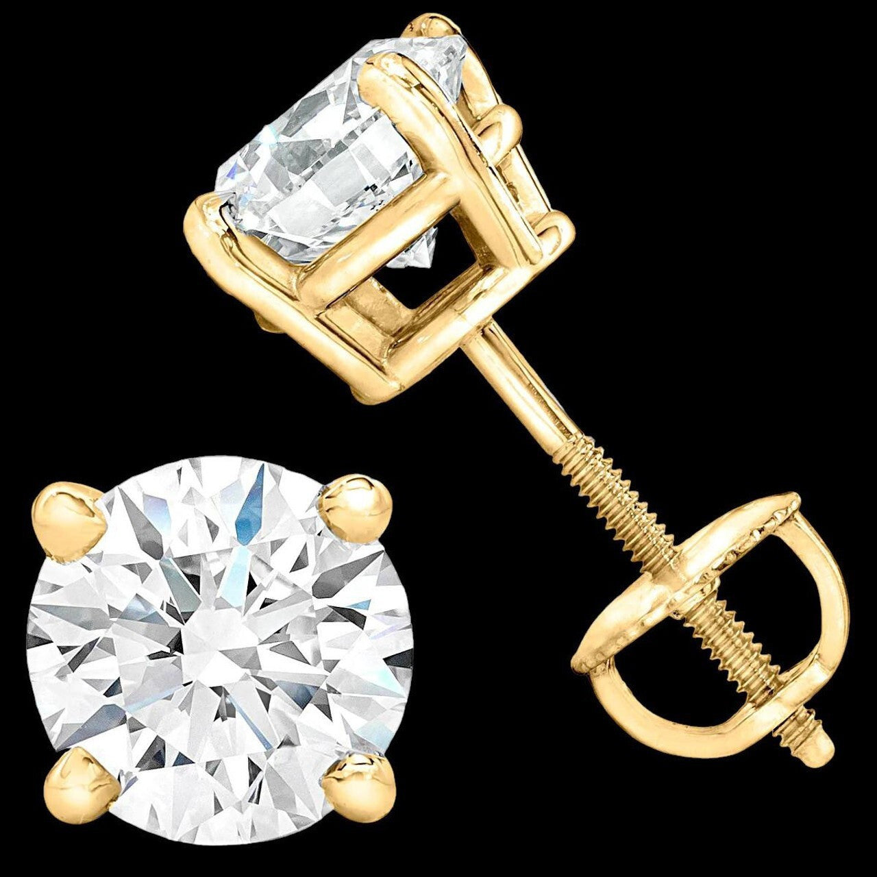 New real gold real diamond earrings 14k Yellow Gold Diamond Stud Earrings 2.5mm - Aria – Linjer main image 3