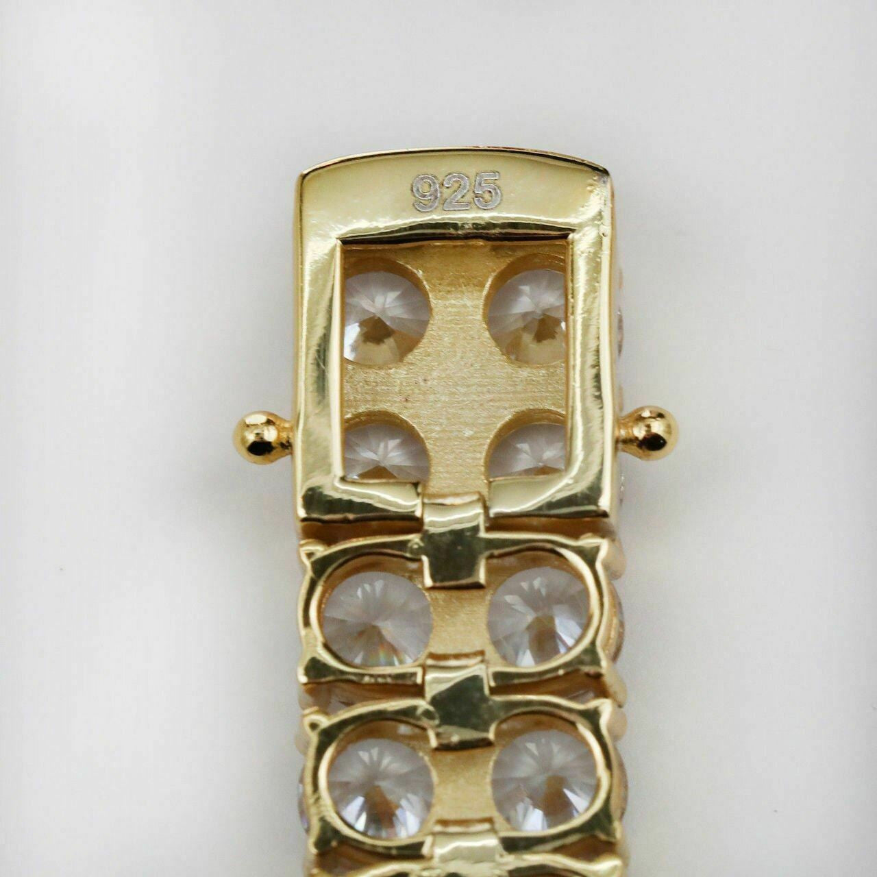 HarlemBling 10mm Thick Two Row Tennis Bracelet Gold Over Solid 925 Silver 6-9 5mm Diamonds