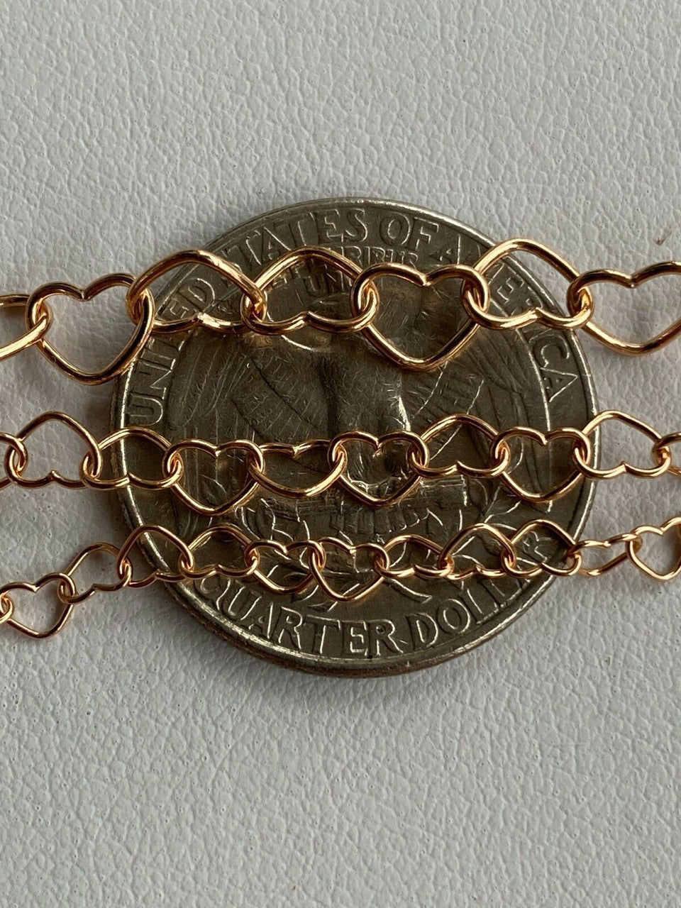 HarlemBling 14k Rose Gold Over Solid 925 Sterling Silver Paperclip Heart Link Chain Necklace