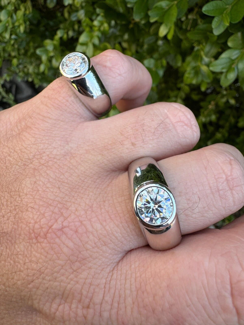 HarlemBling 2.5ct MOISSANITE Round Cut Big Solitaire Men's Real Solid 925 Silver Ring Pinky