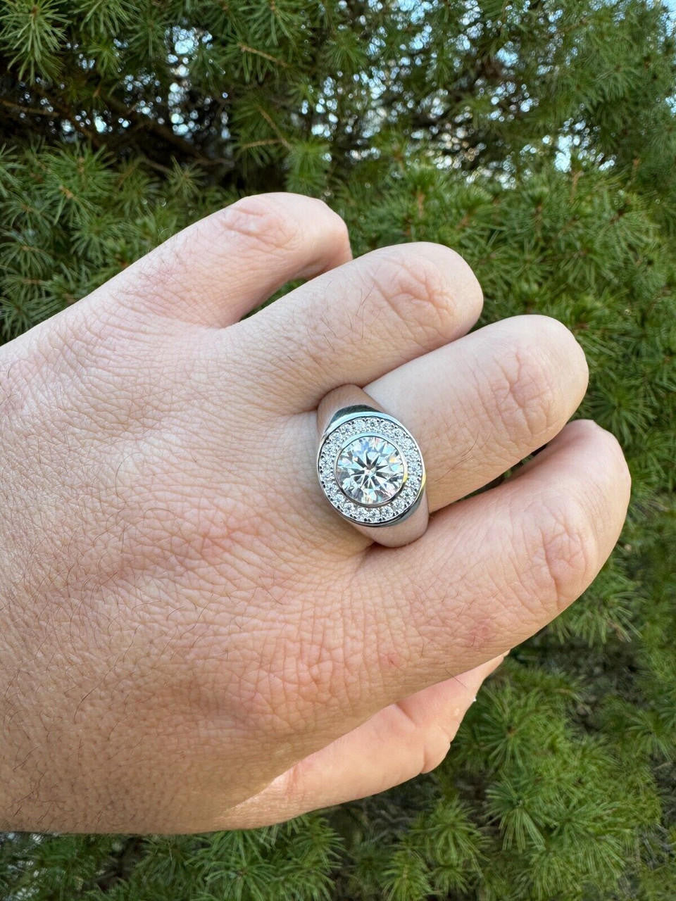 HarlemBling 2.83ct MOISSANITE Large Hip Hop Solitaire Men's Real Solid 925 Silver Ring Pinky