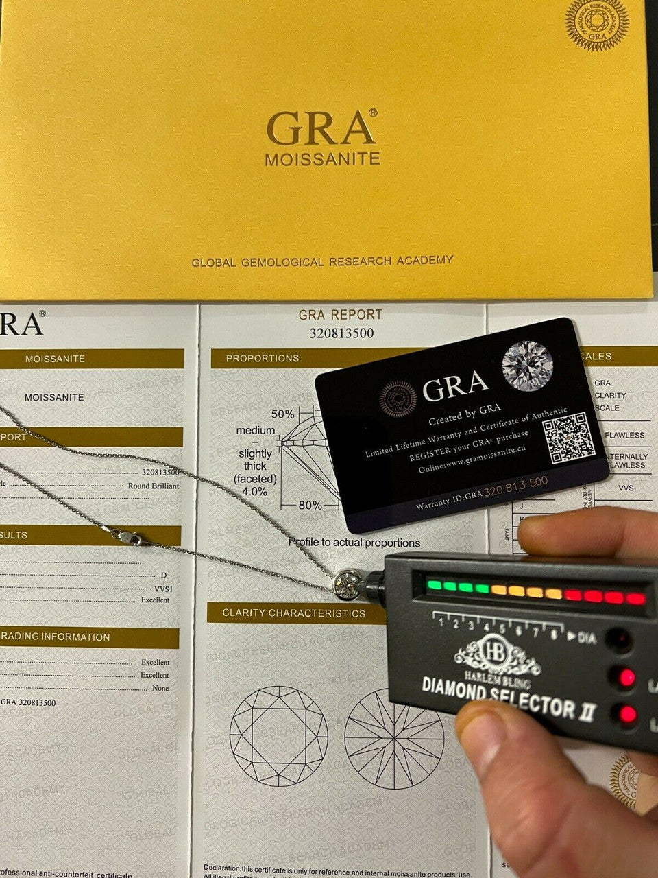 HarlemBling 925 Silver Real Moissanite Solitaire Pendant Necklace GRA Passes Diamond Tester