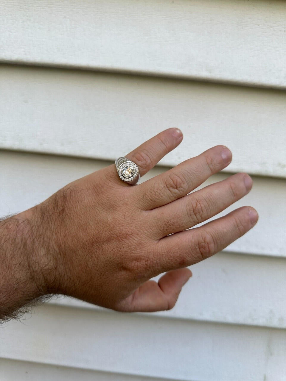 HarlemBling Big 2.4ct Oval Cut MOISSANITE Solitaire Men's Real Solid 925 Silver Ring Pinky