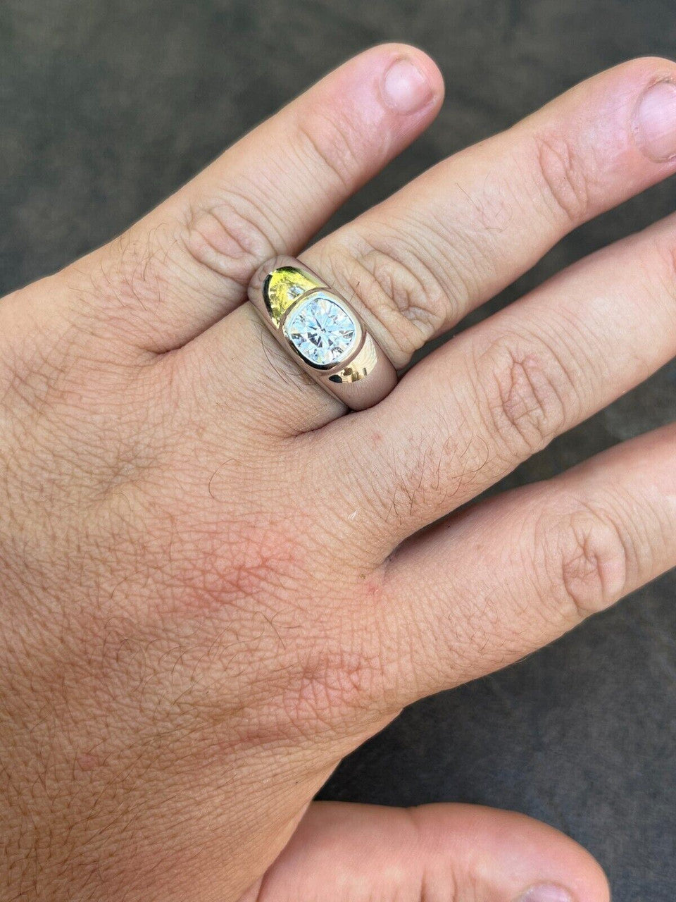 HarlemBling Big 2.5ct MOISSANITE Solitaire Mens Real Solid 925 Silver Ring Pinky Engagement