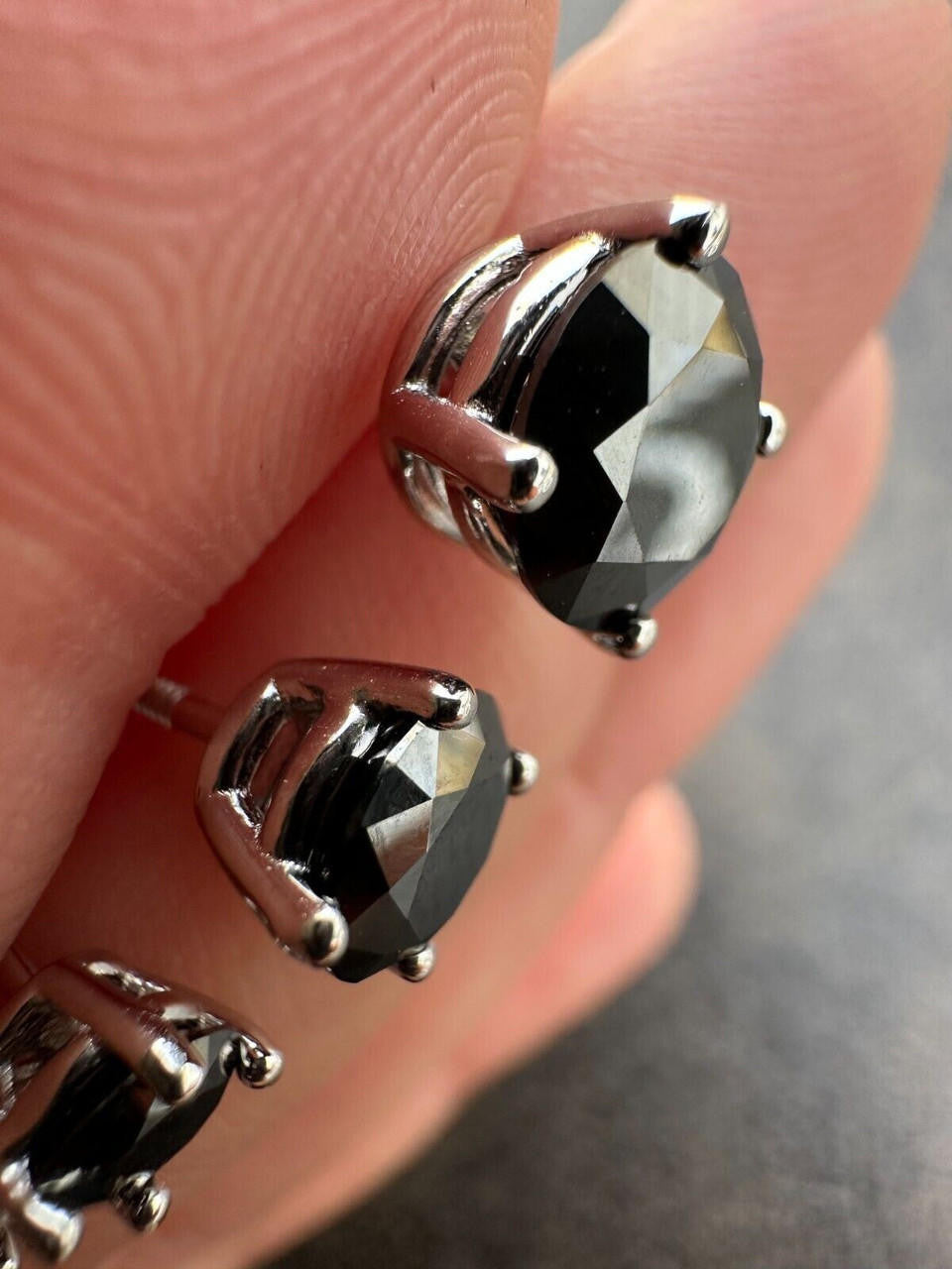 HarlemBling Black Moissanite Screwback Stud Earrings Real 925 Silver 3-8mm Pass Tester