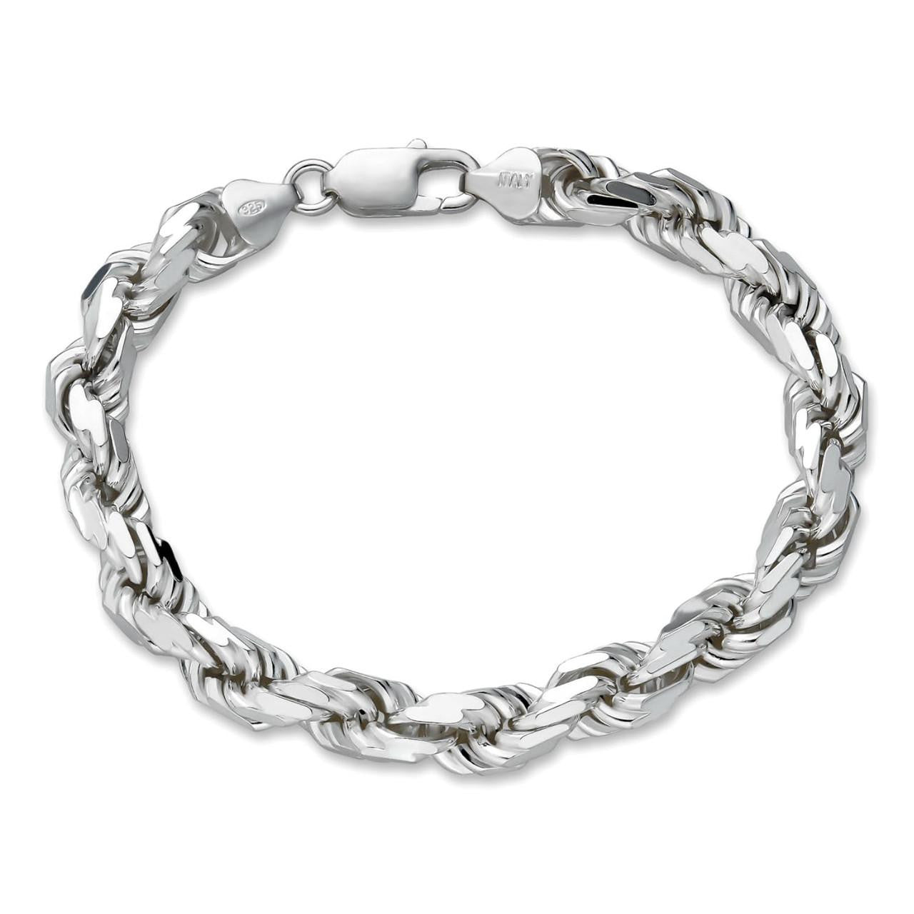 Men s Thick 8mm Rope Bracelet Real Solid 925 Sterling Silver 8.5