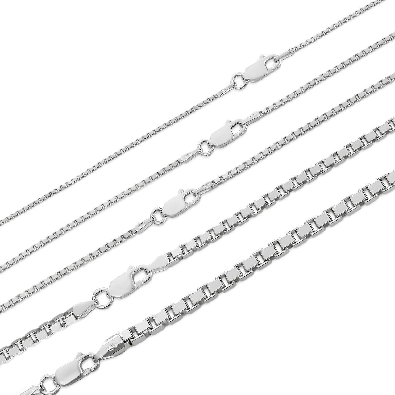 Real Solid 925 Sterling Silver Box Chain 1-4mm Necklace Men Ladies