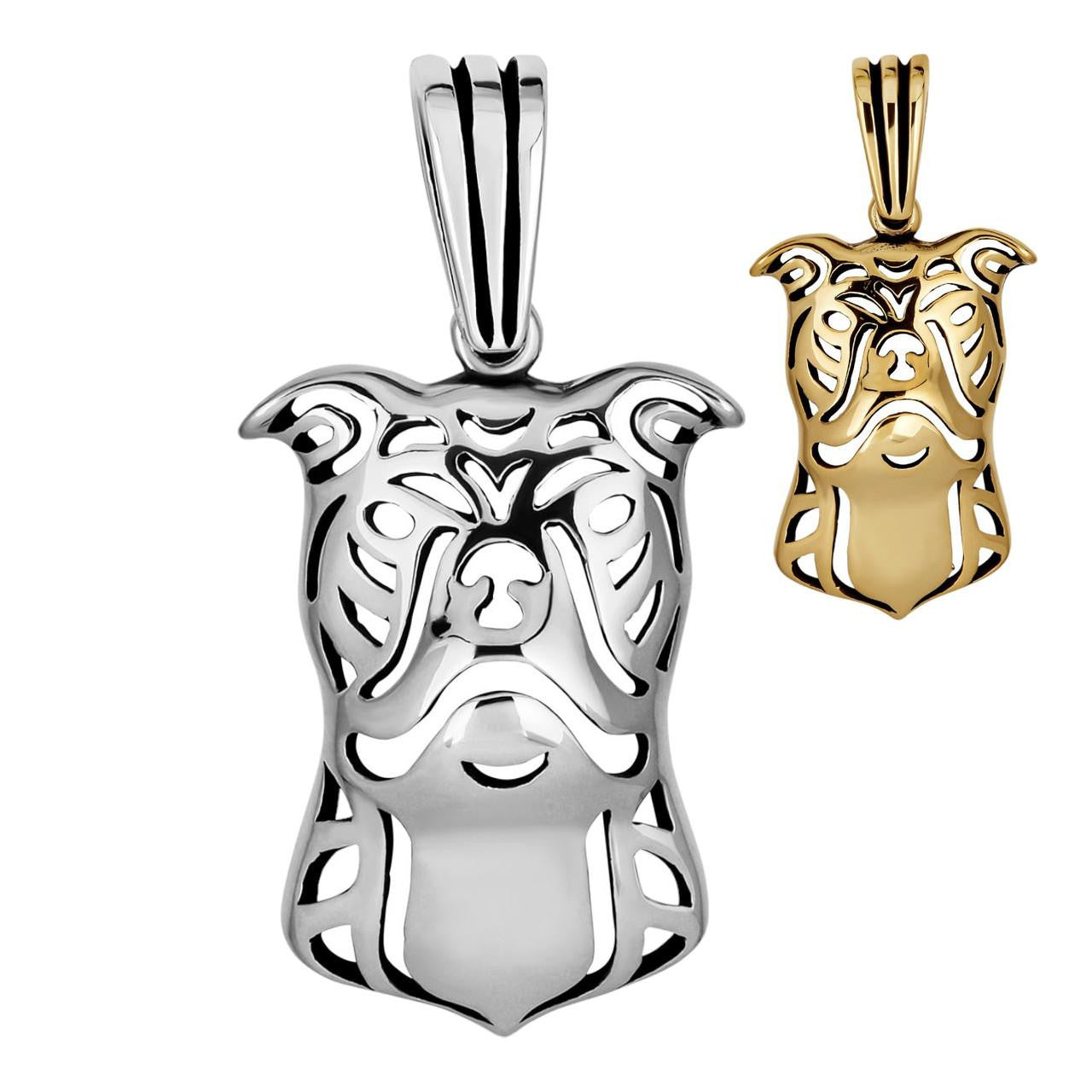 Real Solid 925 Sterling Silver / Gold Bulldog Bull Terrier Dog