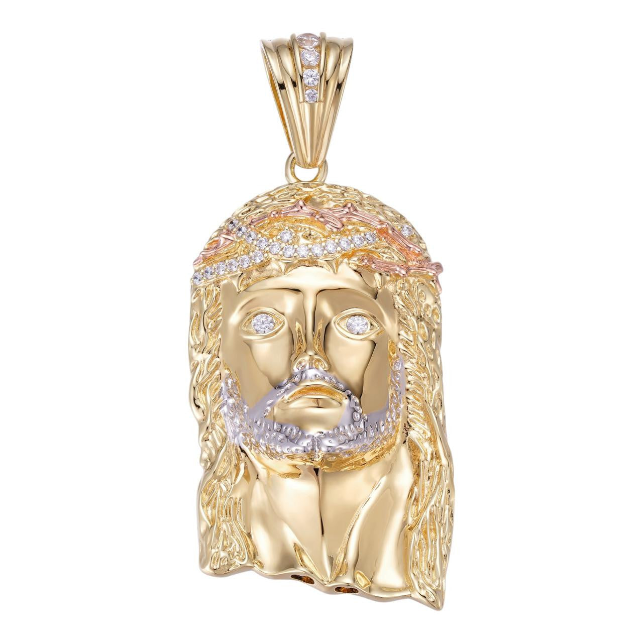 Mens 14k Yellow & Rose Gold Over 925 Silver Large 1x2" Jesus Piece HIP ...
