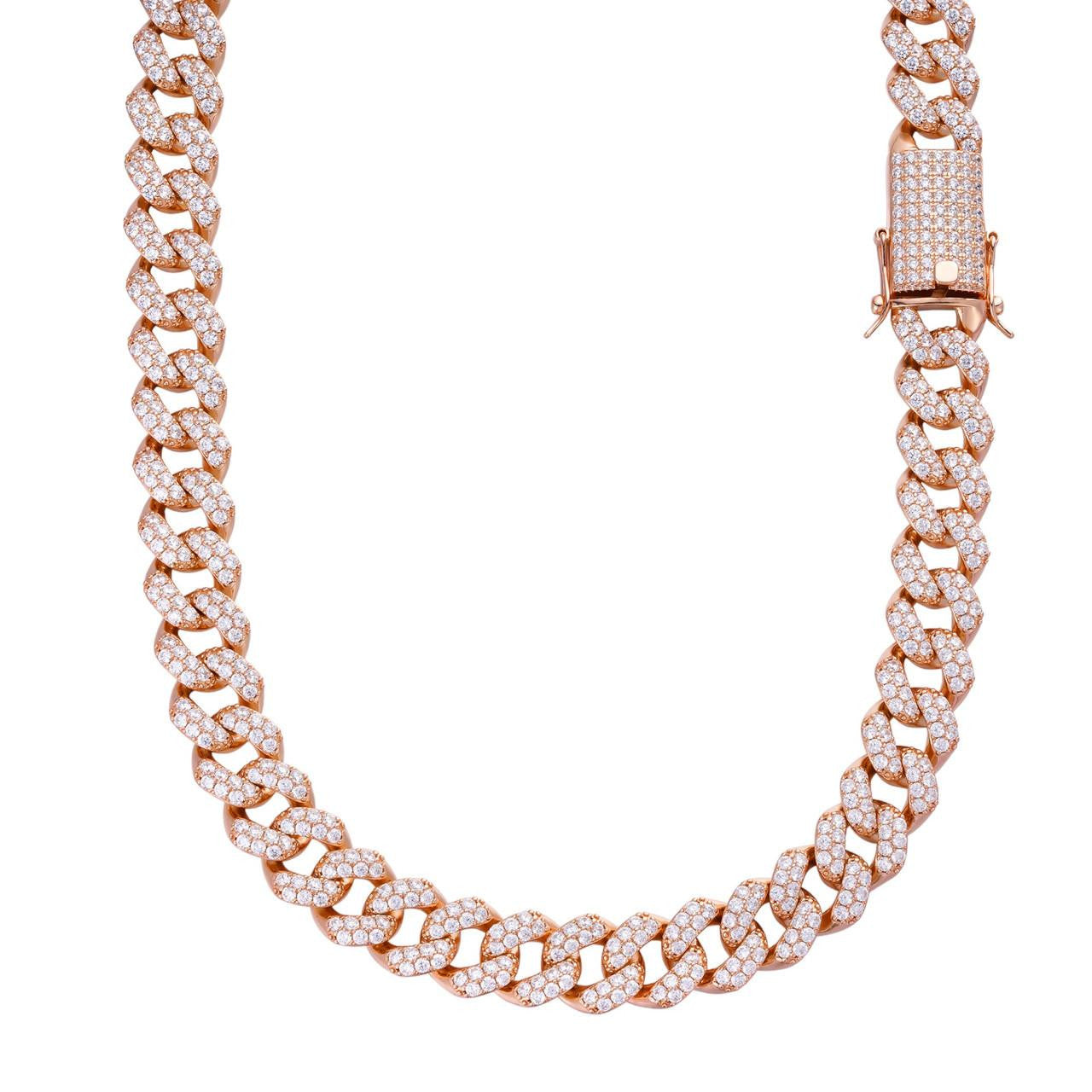 Mens Miami Cuban Link 15mm Chain 14k Rose Gold Over Solid 925