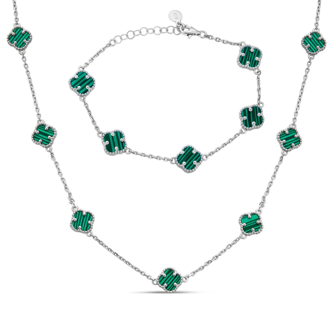 Real Clover Green Malachite Stone Flower 14-24