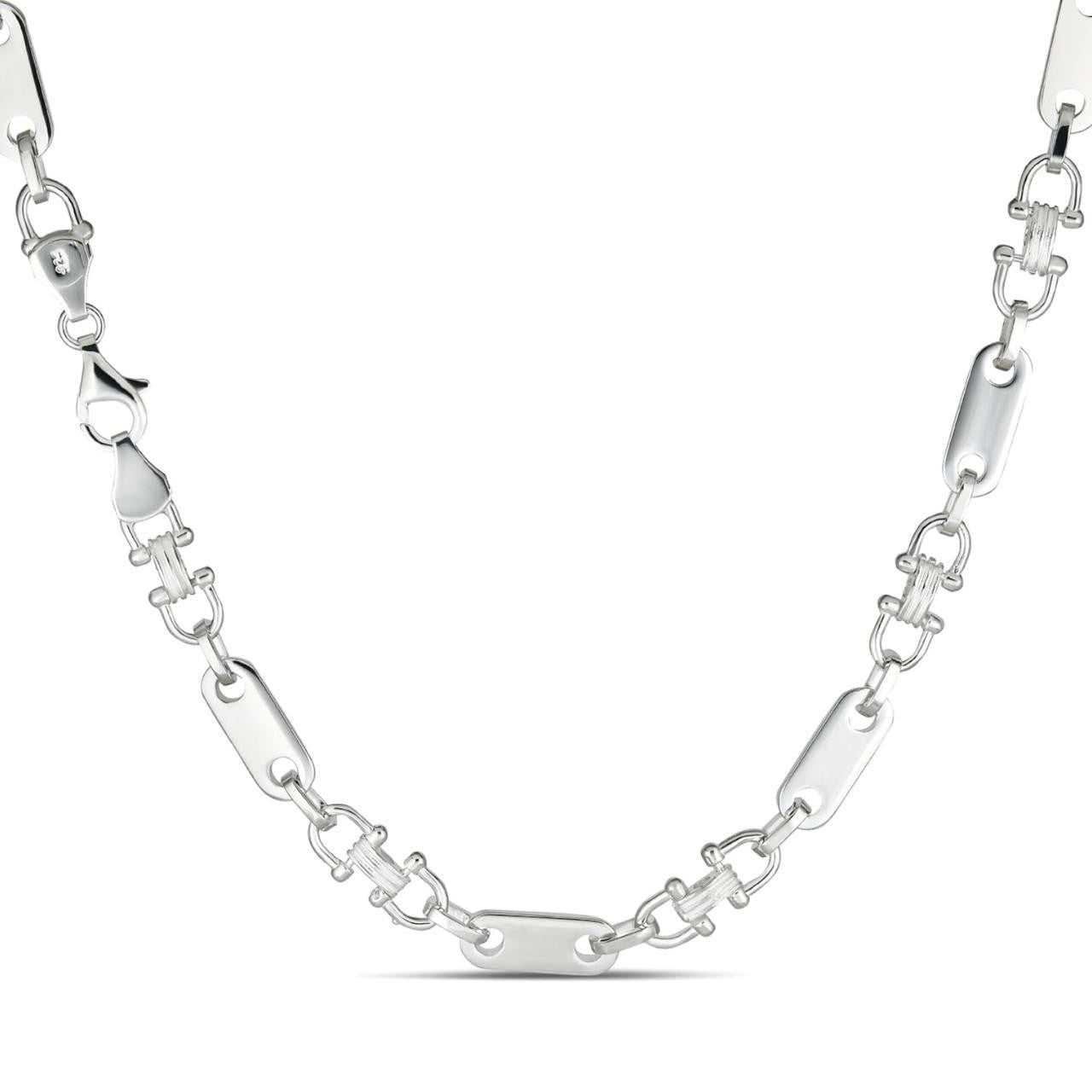 Real 925 Sterling Silver Custom Ferragamo Link Chain Necklace 7.5 