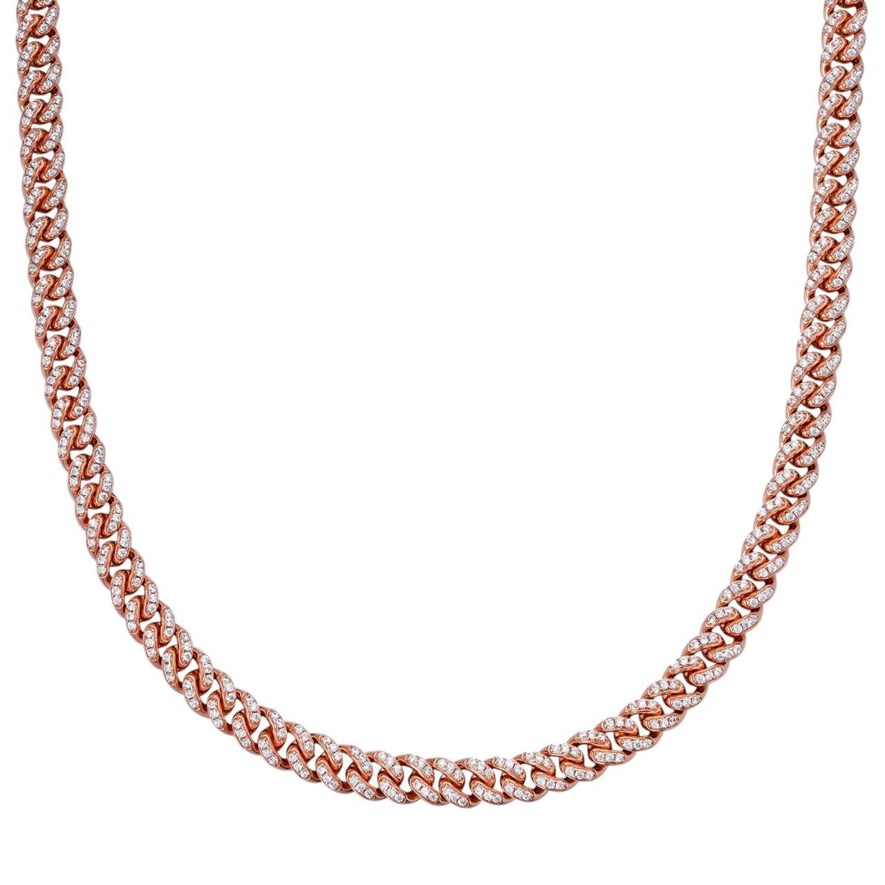 ローズゴールド iced out Miami necklace 13mm Rose Gold Iced Out Miami Cuban Link Chain – EMESLY