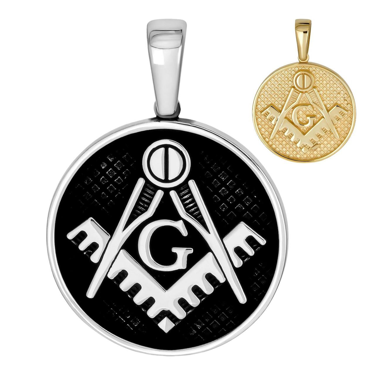 Solid 925 Silver /Gold Plated Freemason Masonic Medallion Pendant 