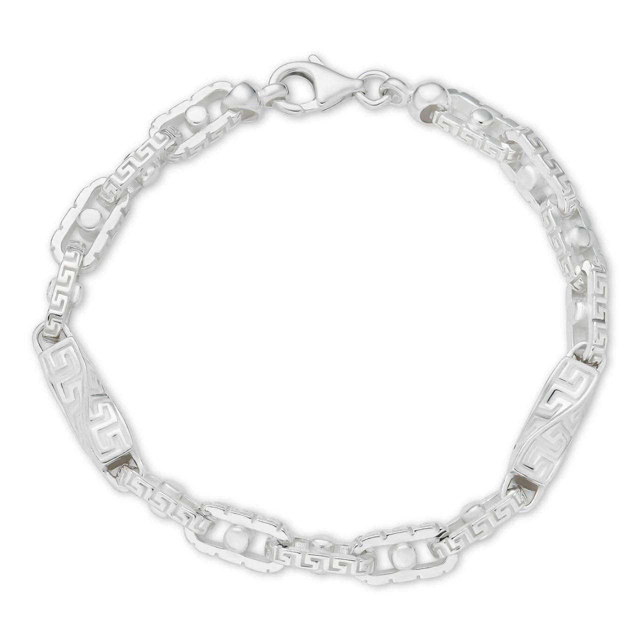 Real 7mm 925 Sterling Silver Custom Greek Key Hermes Rolo Link