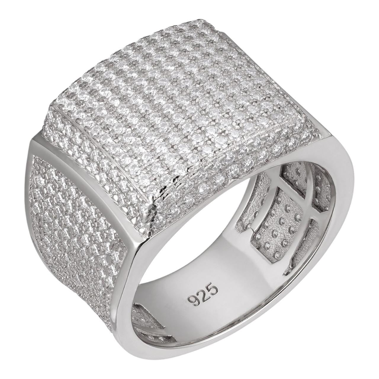 Men's Large Solid 925 Silver 4ct Simulated Diamond Pinky RING 14k