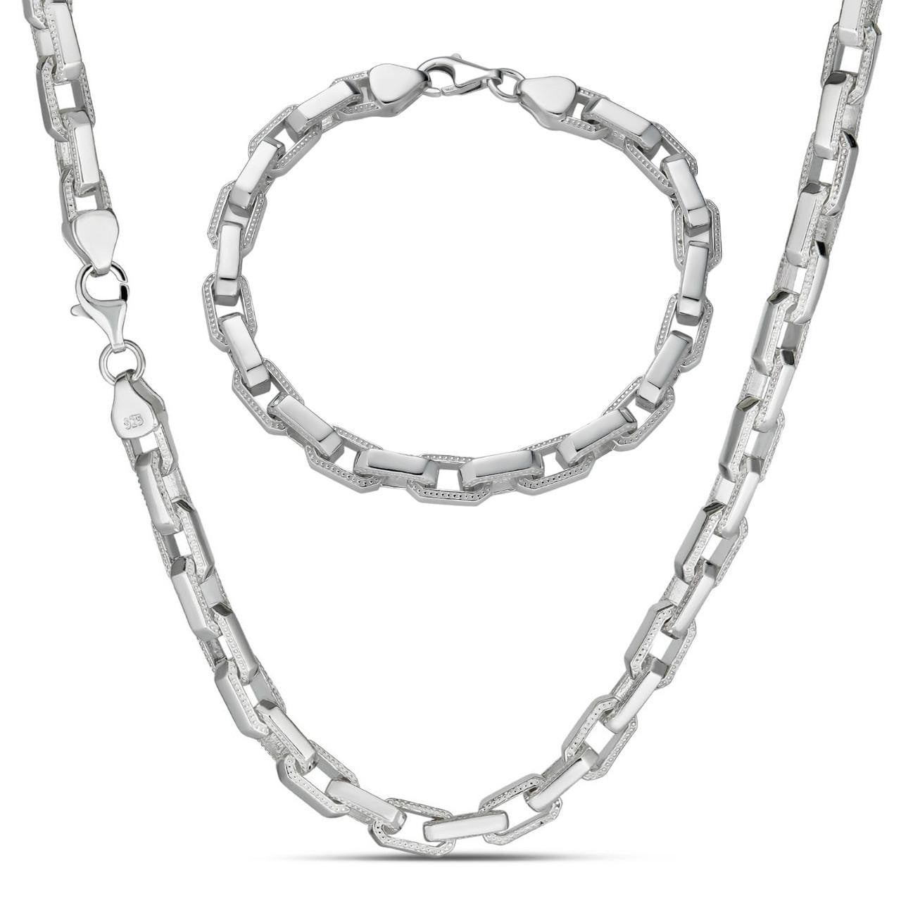 Rolo Hermes Link Real Solid 925 Sterling Silver 7mm Chain Necklace
