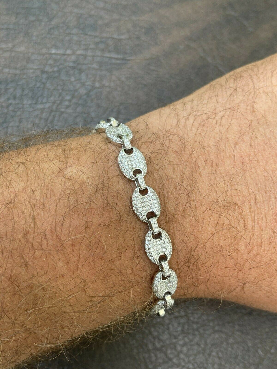 HarlemBling Iced Gucci Link Bracelet Solid 925 Silver Out Moissanite Pass Diamond Tester