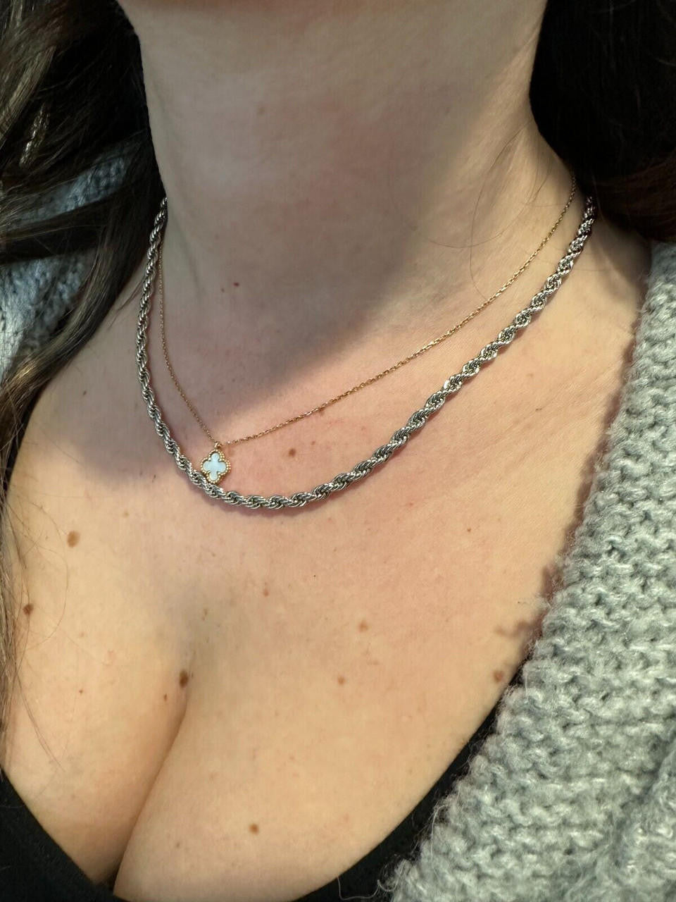 HarlemBling Iced MOISSANITE Clasp Real 925 Silver & Stainless Steel Rope Chain Necklace