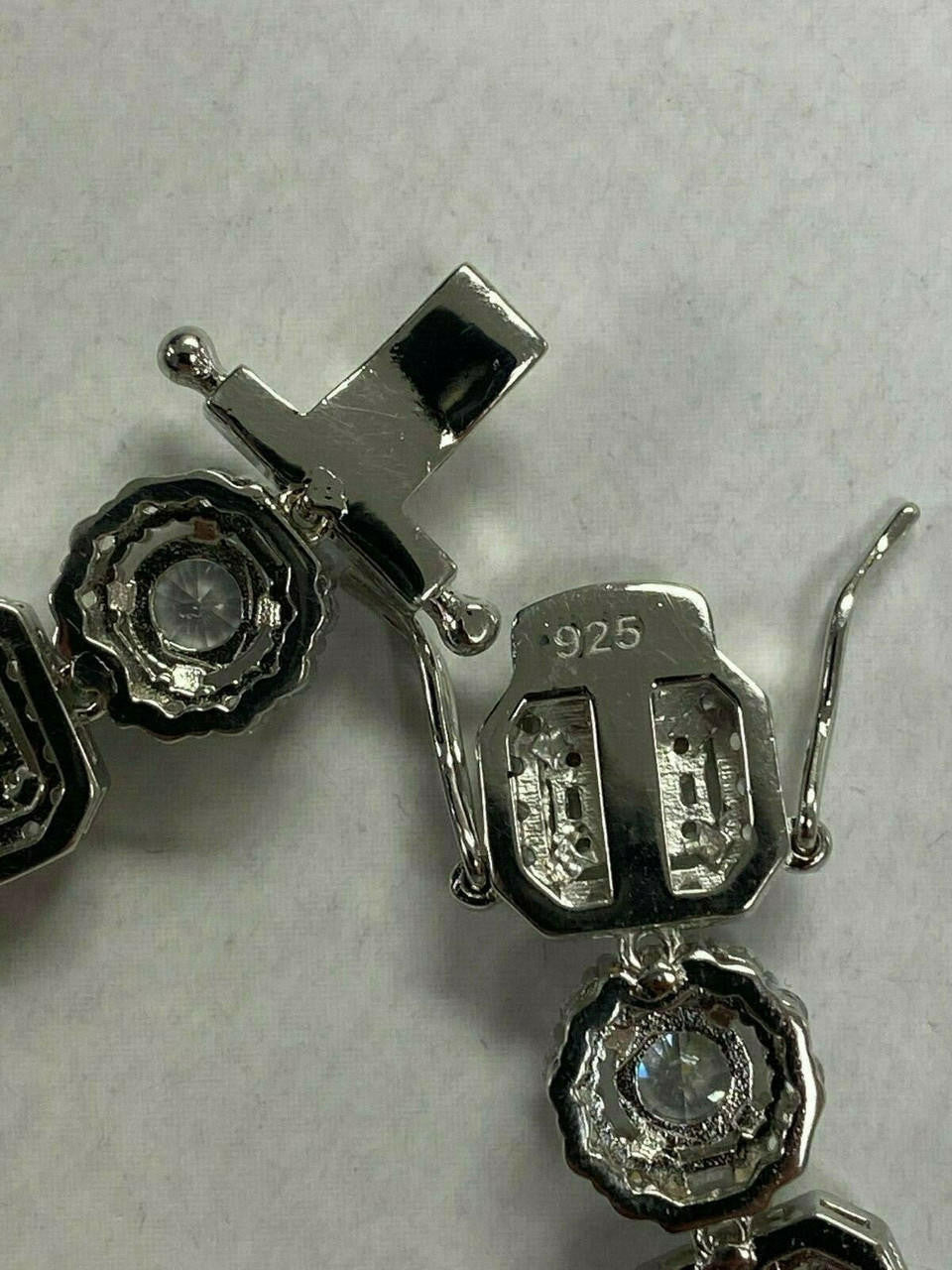 HarlemBling Iced Solid 925 Sterling Silver Baguette Diamond Tennis Bracelet Hip Hop Mens