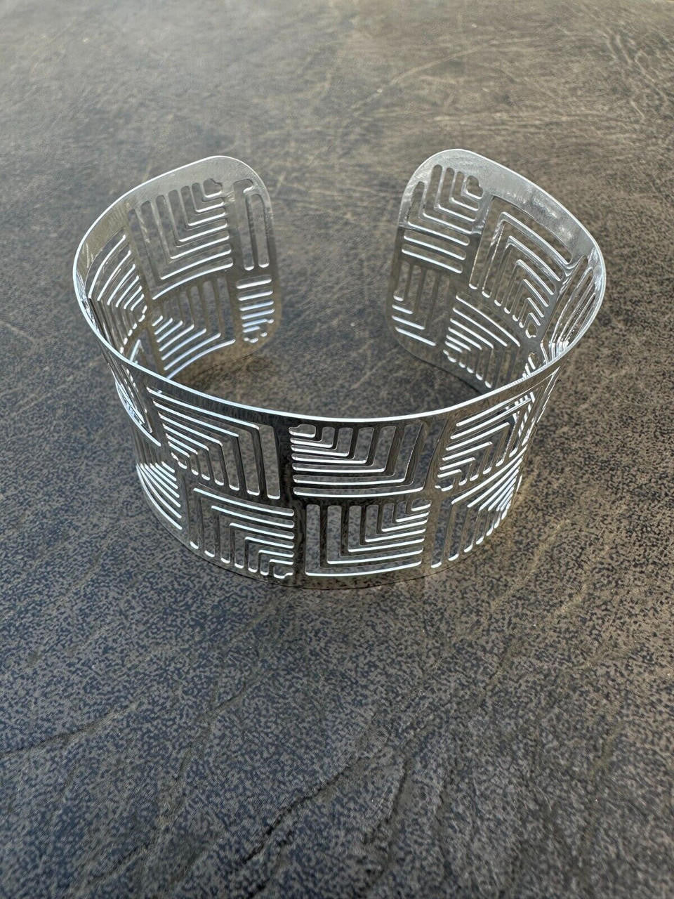 HarlemBling Italy Solid 925 Sterling Silver 1.5" BIG Wide Designer Cuff Bangle Bracelet 6-8"