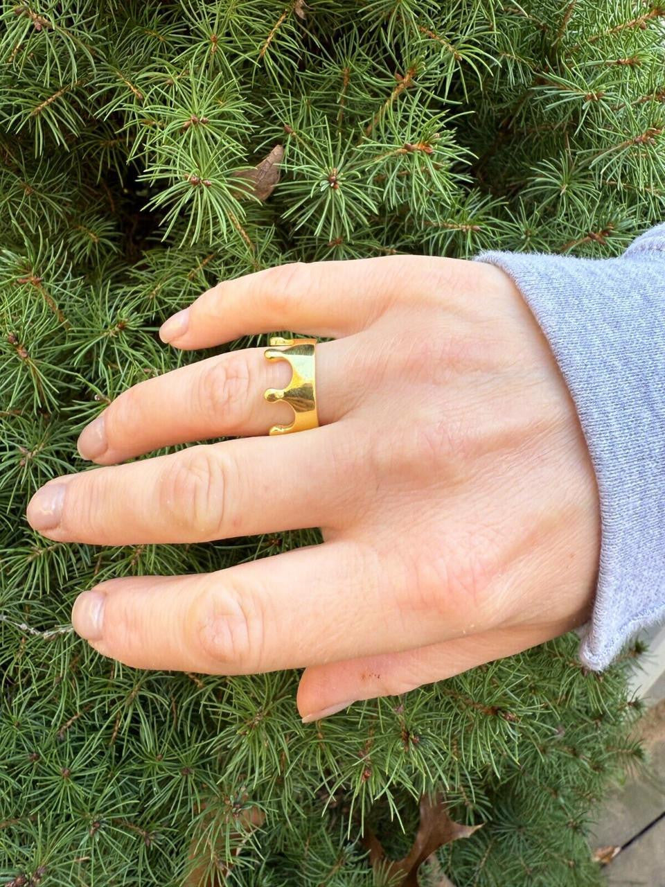 HarlemBling King/Queen Crown Ring - 14k Gold Vermeil 925 Silver - Plain