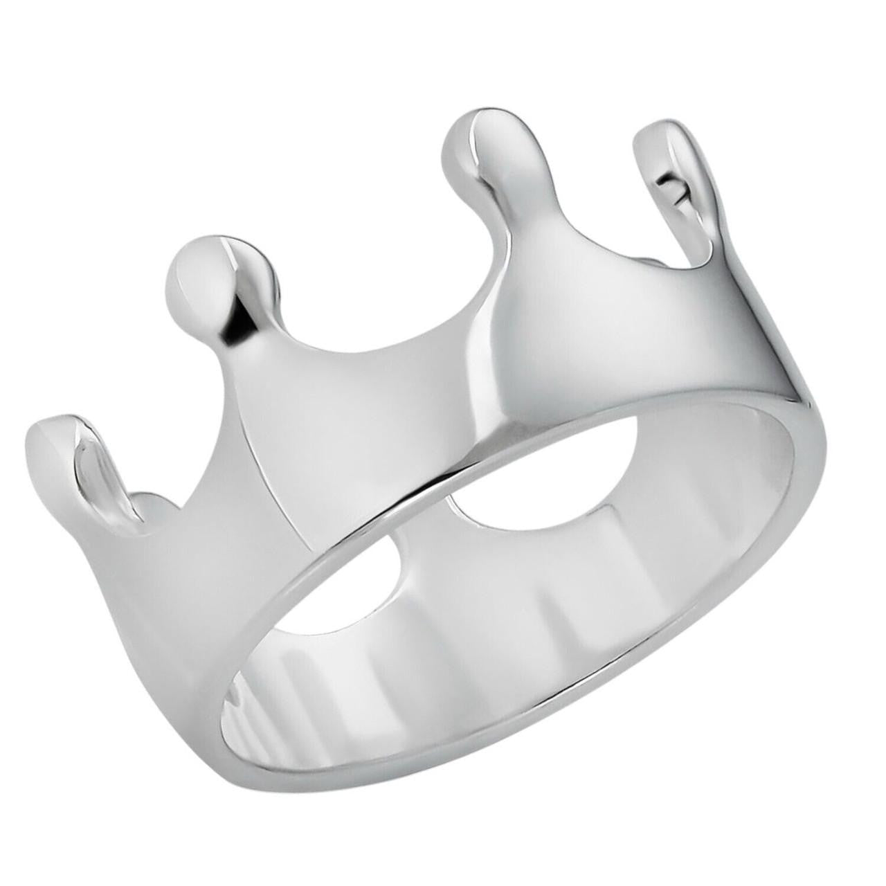 Crown Ring Solid 925 Sterling Silver Men's Ladies Plain King Queen