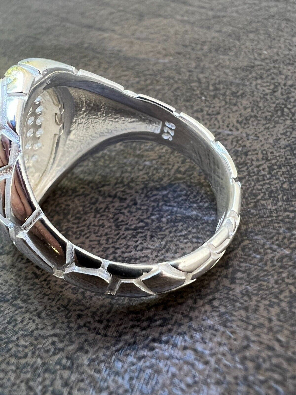 HarlemBling Large Nugget Mens Real Solid 925 Sterling Silver Iced CZ Pinky Ring Big Hip Hop