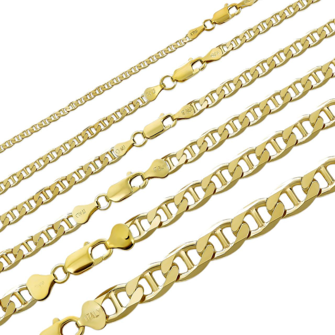 thumbnail image 2 of 10K Yellow Gold Solid Anchor Link Chain Necklace - 1.2mm, Made In Italy 2 of 5