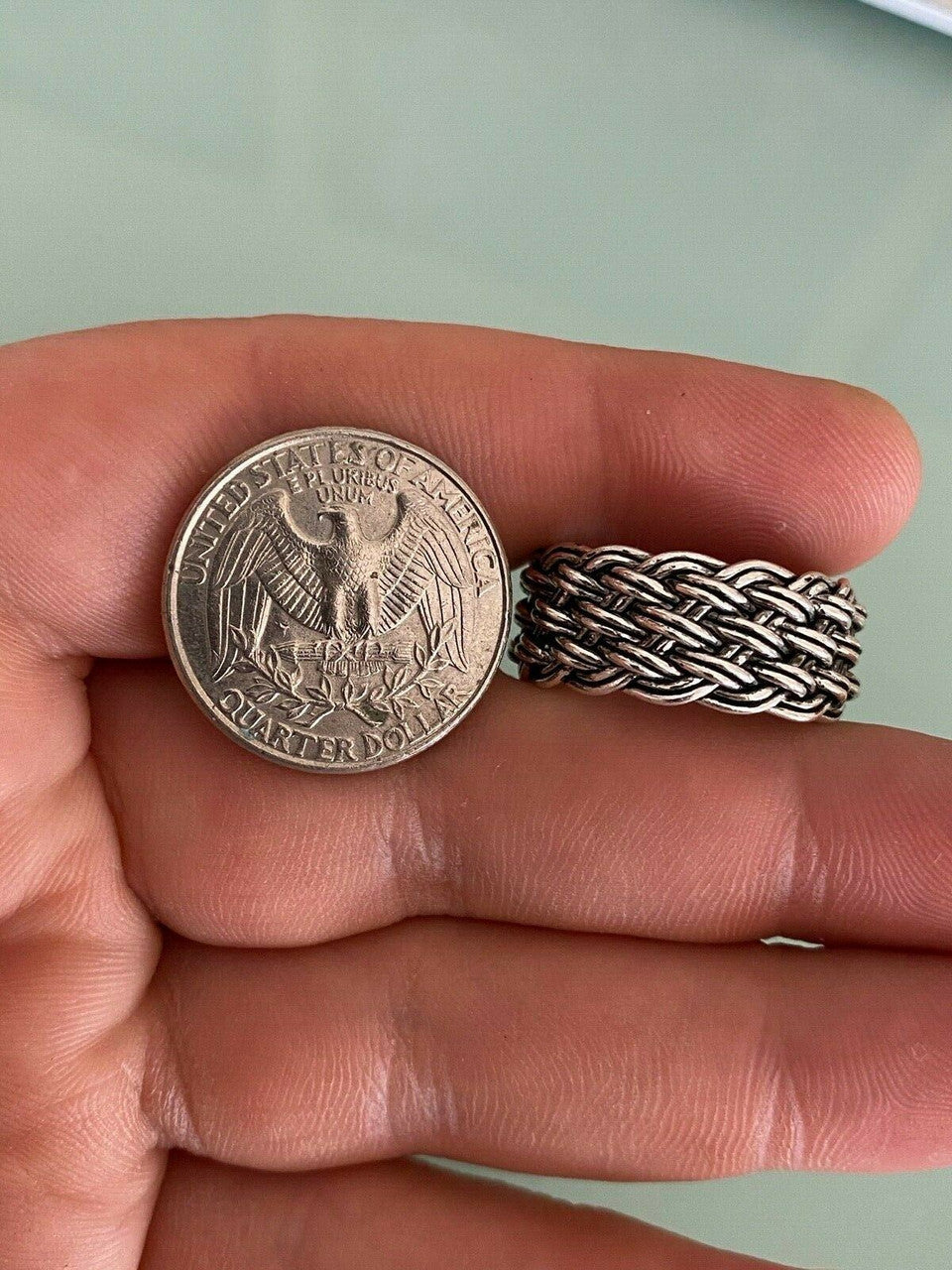 HarlemBling Mens Braided Weave RING Oxidize Rhodium Over Solid 925 Silver Pinky Wedding Band