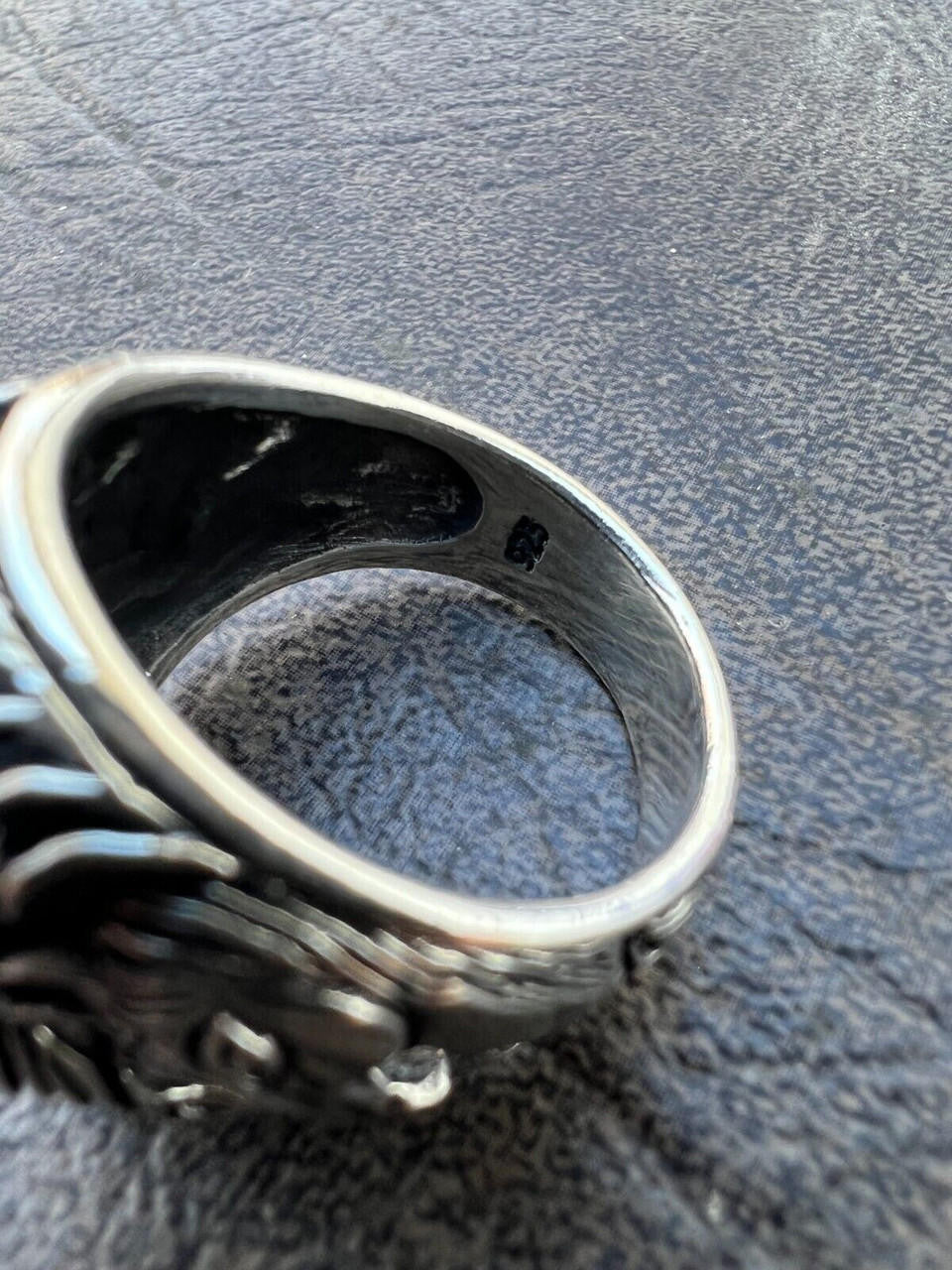 HarlemBling Mens Real 925 Sterling Silver Natural Black Onyx Gemstone W. Horse Design Ring