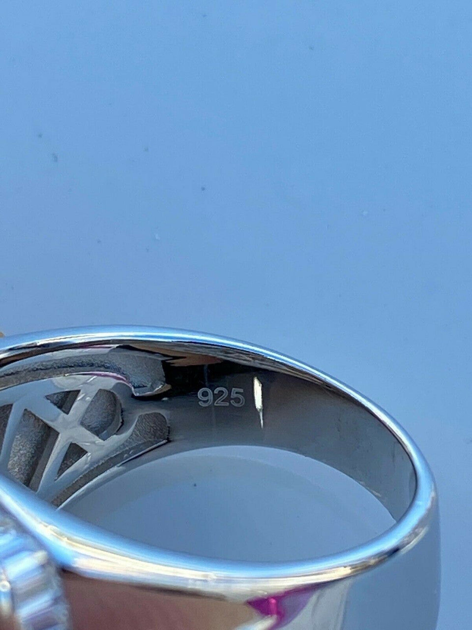 HarlemBling Mens REAL Solid 925 Sterling Silver Iced Diamond Baguette Ring Hip Hop Big Pinky