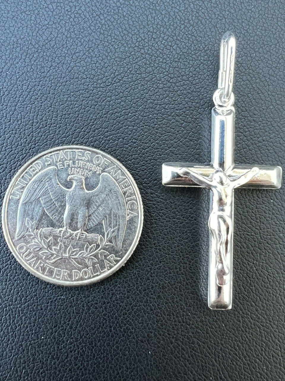 Men s REAL Solid 925 Sterling Silver Jesus on Cross Crucifix Necklace ...