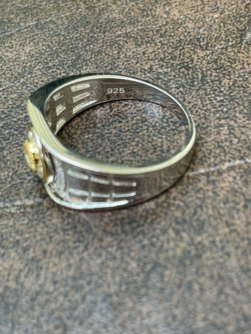 HarlemBling Mens Solid 925 Silver 14k Gold Vermeil Diamond RING Size 7 8 9 10 11 12 13 ICED