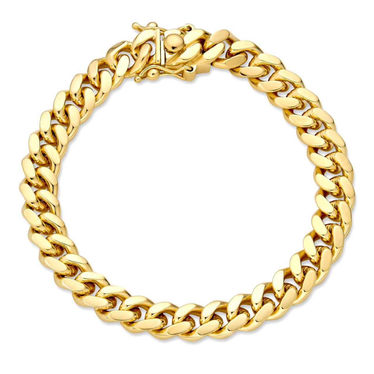 Miami Cuban Link Bracelet Solid 925 Sterling Silver 14k Gold Box